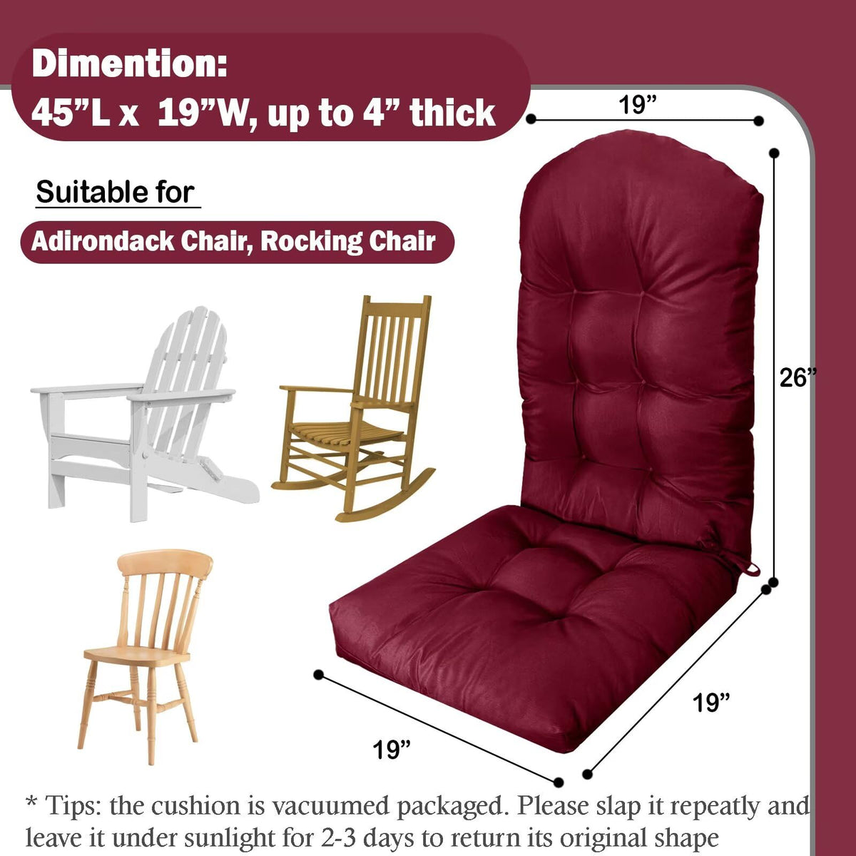 MQK cushion on a rocking chair for relaxed outdoor lounging.