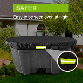 MQLD Rubermaid stock tank cover in waterproof Oxford fabric guards against rain.