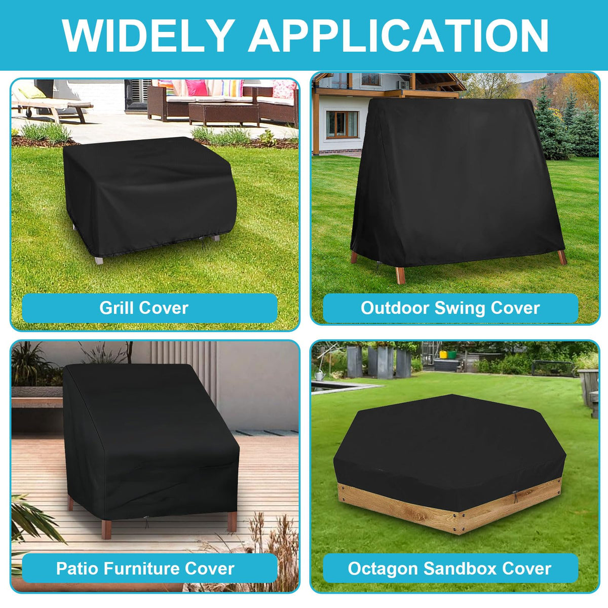 MQLD sandbox cover in use for yard and pool protection