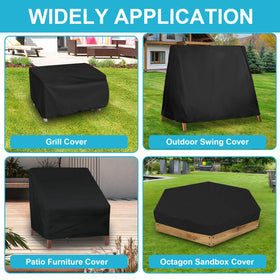 MQLD sandbox cover in use for yard and pool protection