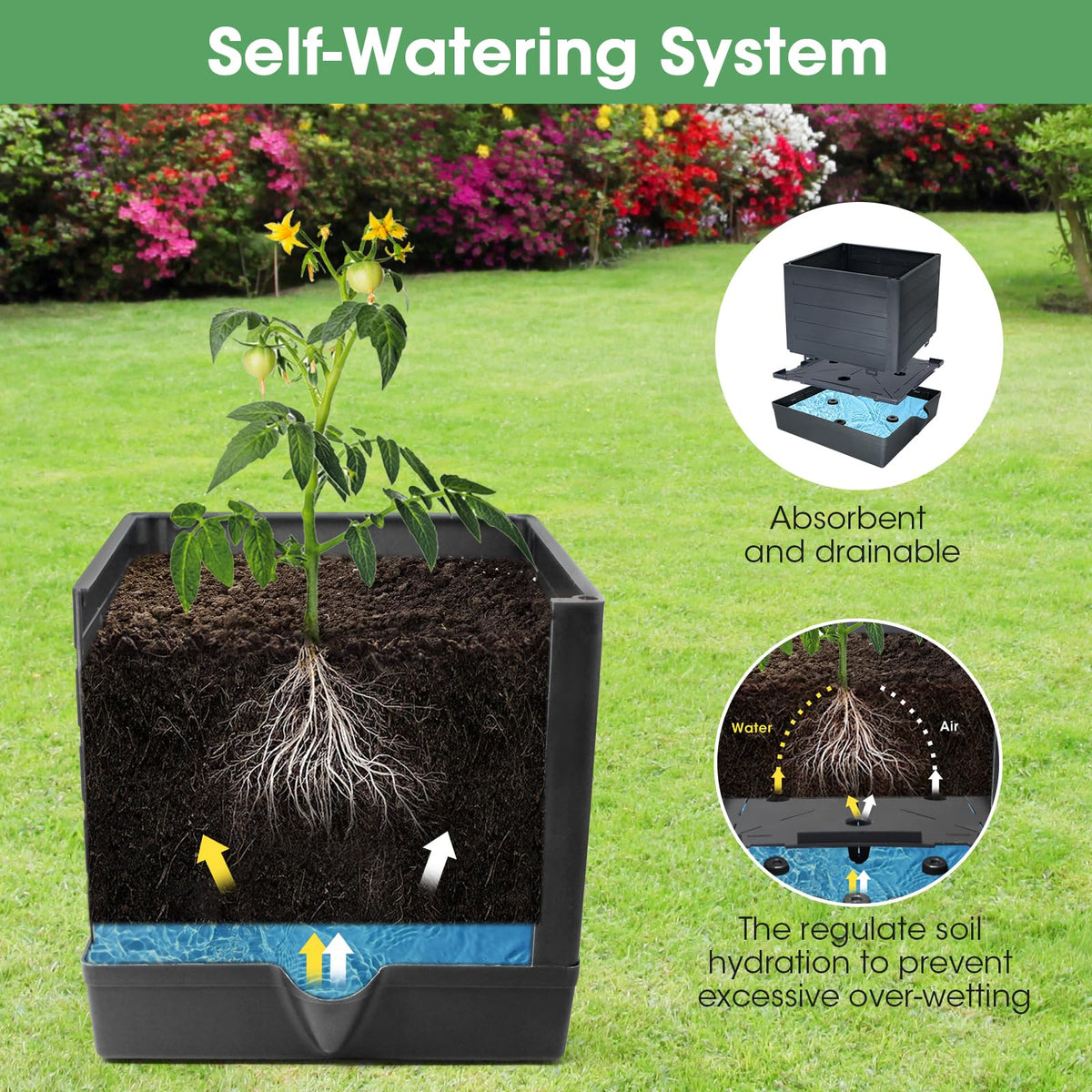 MQUPIN deep 11x11x11 planter box promotes strong root development