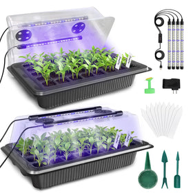 MQUPIN 80-cell seed tray with grow lights for rapid seed germination at home.