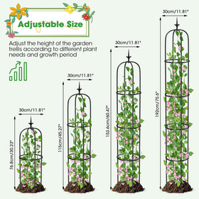 MQUPIN adjustable-height trellis adapts to plant height in pots or beds.