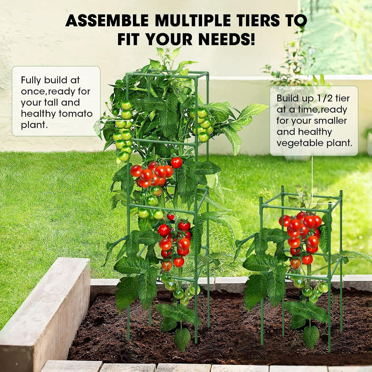 MQUPIN garden cage set stays sturdy during heavy rain and windy days.