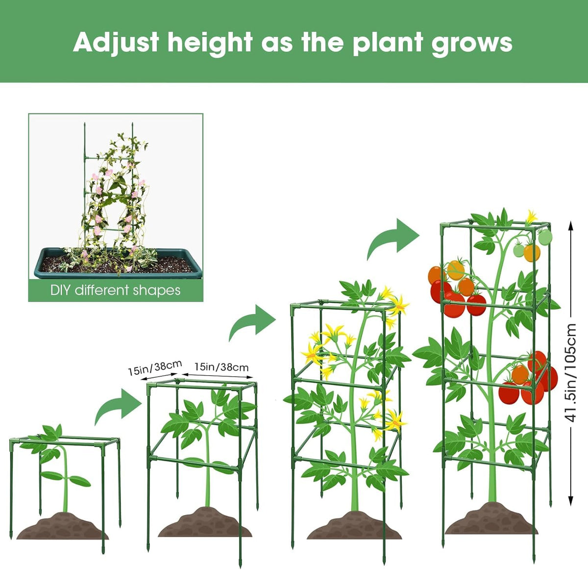 MQUPIN plant-support frame offers stable construction that prevents plants from sagging or falling.