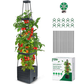 MQUPIN self-watering planter with trellis 57 inch tower for steady plant hydration