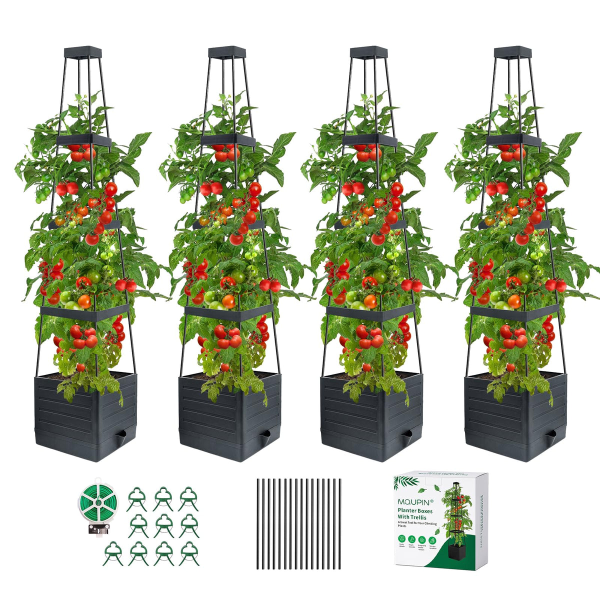 MQUPIN tomato planter box with trellis provides sturdy vertical support for climbing plants