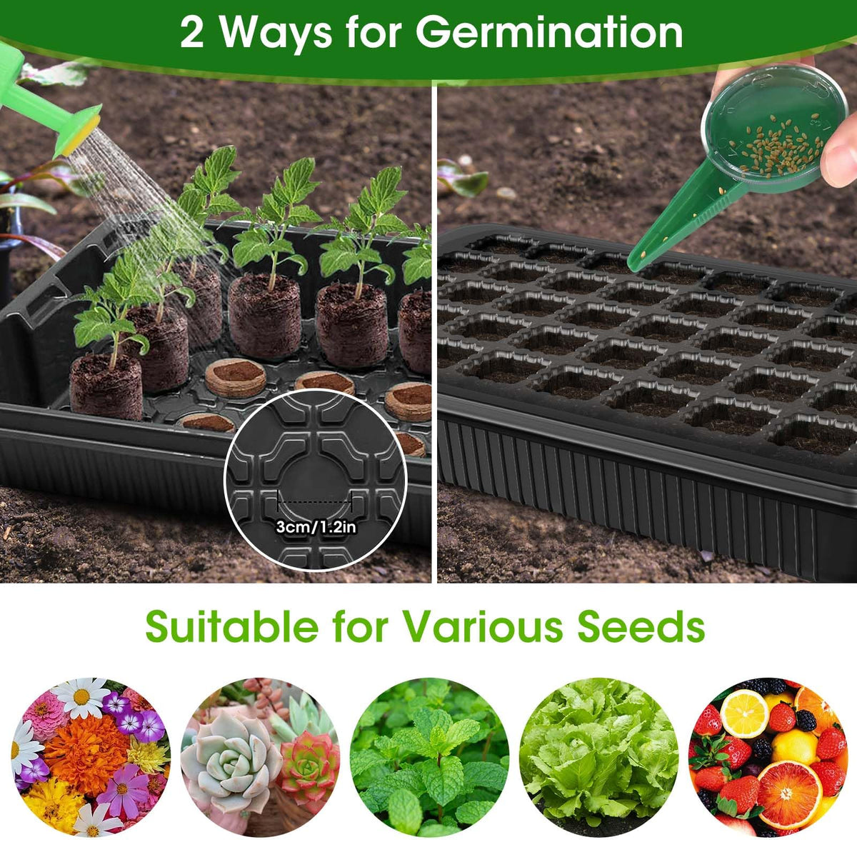 MQUPIN watering sprayer, seeder, and tools for seed care.