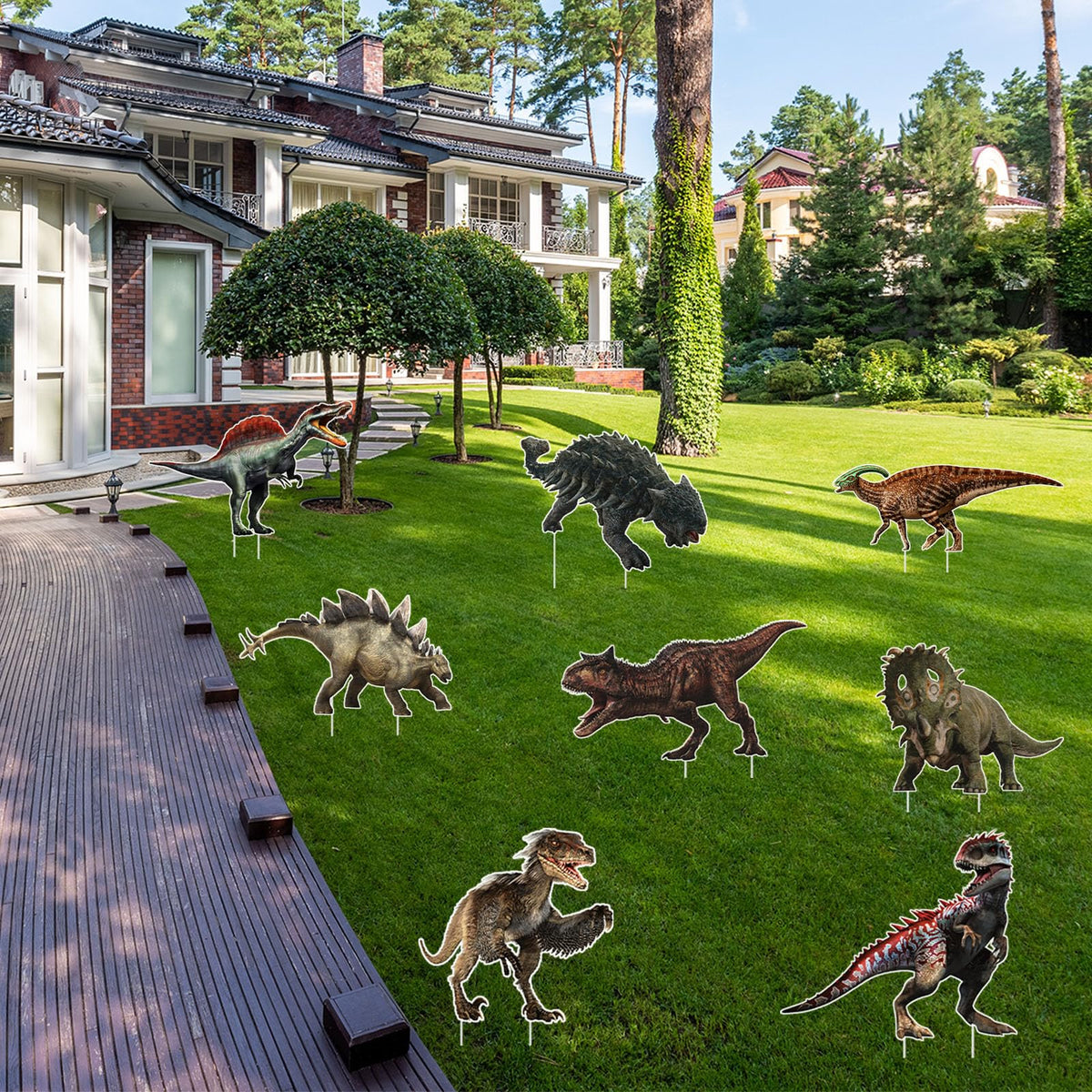 MQZQP dinosaur yard signs withstand rain and sun for reliable outdoor use.