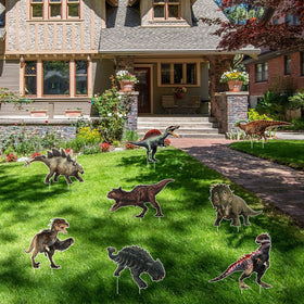 MQZQP dinosaur yard signs brighten the party and guide guests outdoors.