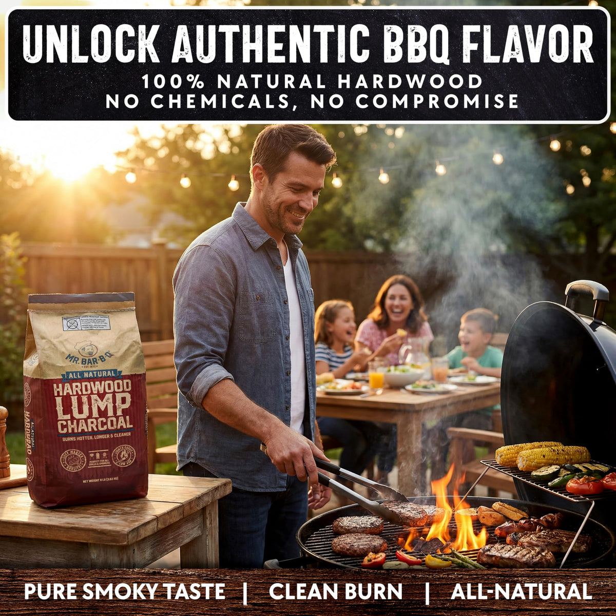 Mr. Bar-B-Q charcoal perfect for pizza ovens with steady heat.