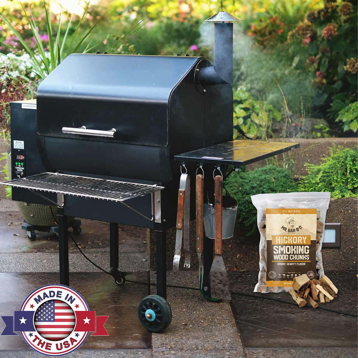 Mr. Bar-B-Q Hickory chunks campfire cooking highlights bold aroma and reliable heat.