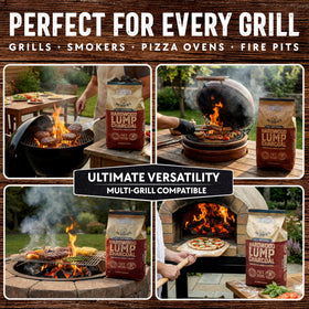 Mr. Bar-B-Q Kamado-ready charcoal promotes precise heat in a ceramic cooker.