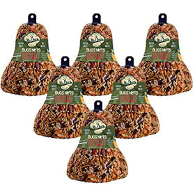 Mr. Bird 6-Pack seed bell with mixed mealworms and fruit, attracting diverse wild birds.
