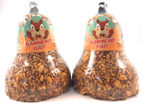 Mr Bird Flaming Hot Feast bell front view attracting varied backyard birds