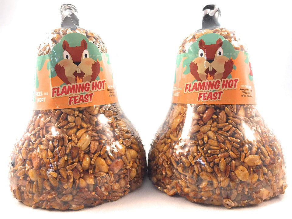 Mr Bird Flaming Hot Feast bell front view attracting varied backyard birds