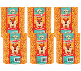 Mr. Bird Flaming Hot Feast seed cylinder image; attracts a wide variety of backyard birds year-round