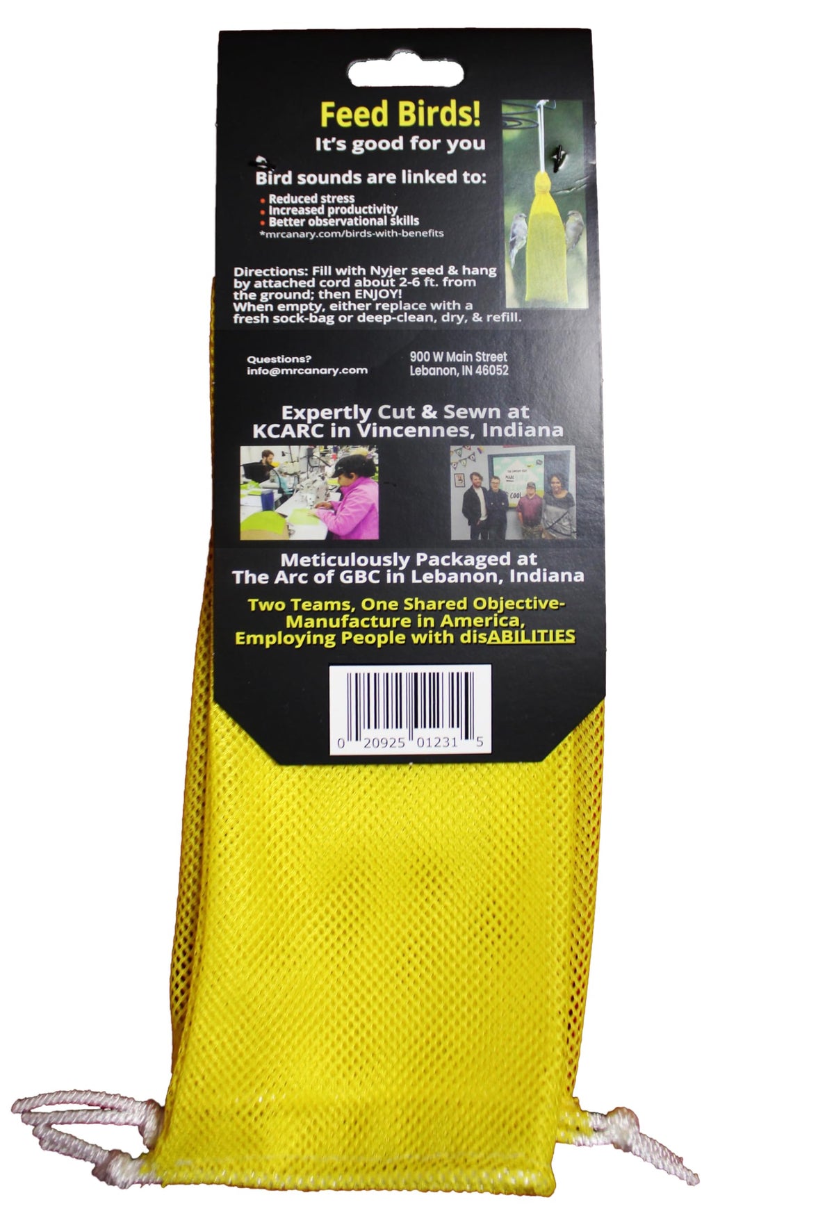 Mr. Canary All-American Finch Socks feature nyjer-thistle seed-ready design in 17oz bags for convenient refill.
