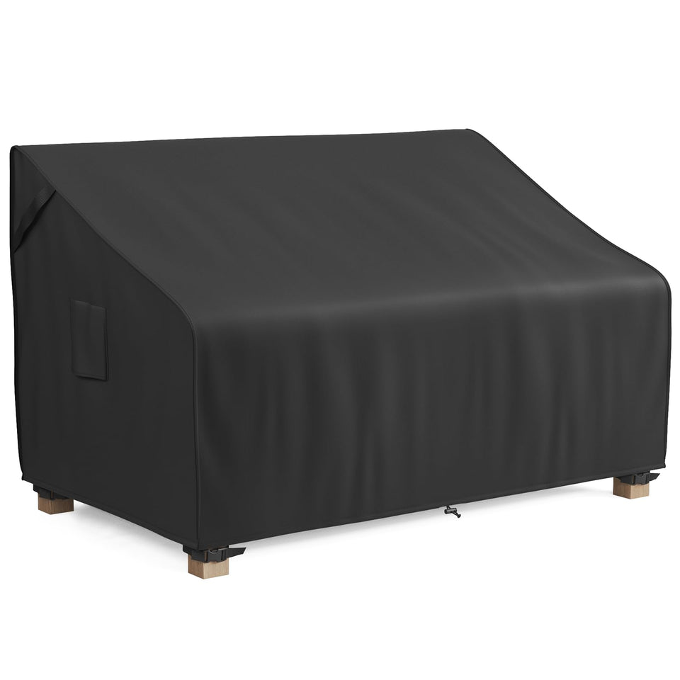 MR. COVER 3-seater outdoor sofa cover shields the couch from rain and sun.