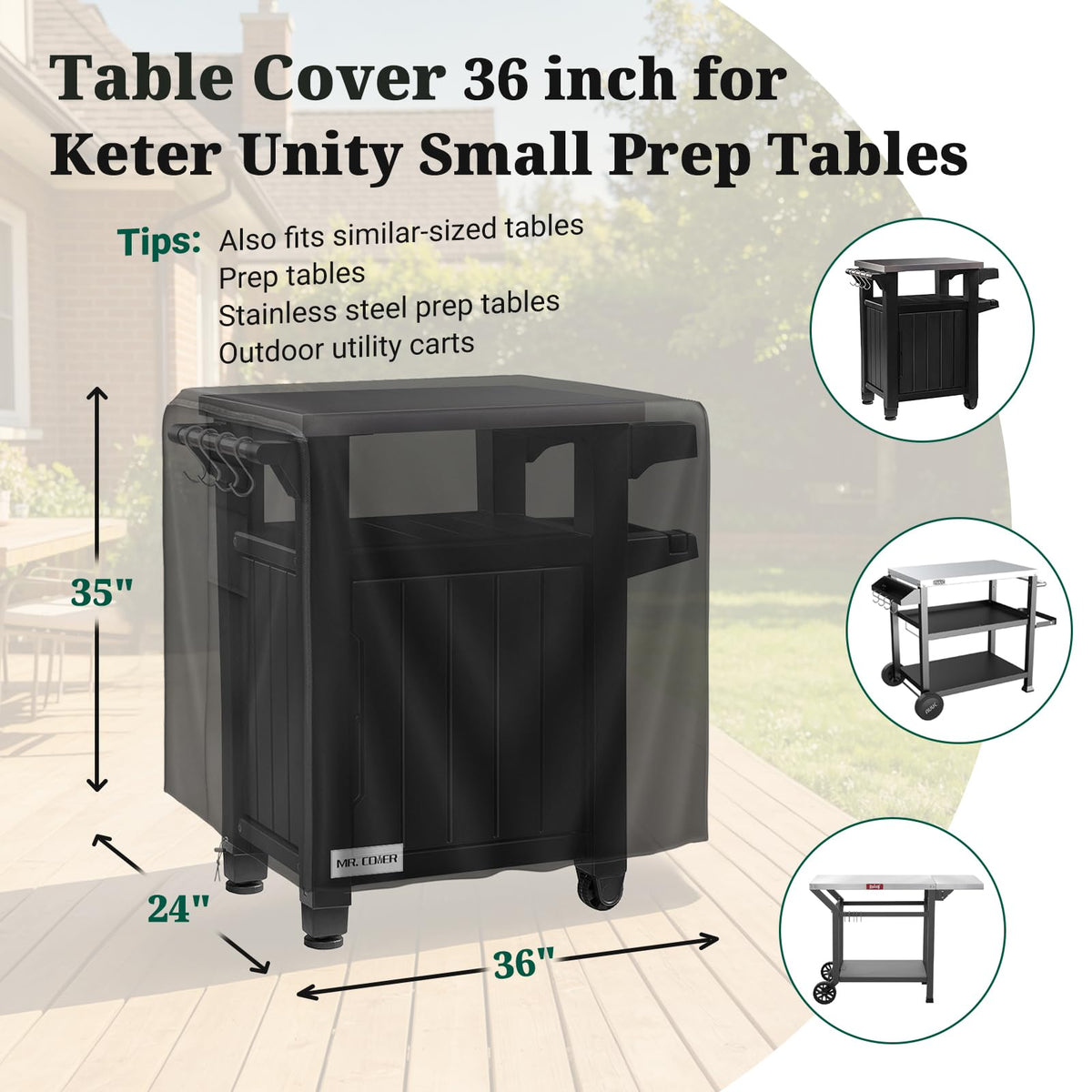 MR. COVER heavy-duty 600D fabric protects against tears and fading.