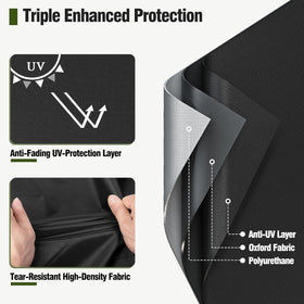 MR. COVER heavy-duty polyester with double stitching resists tears and fading over time