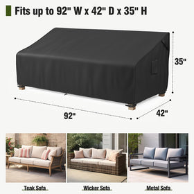 MR. COVER heavy-duty polyester fabric protects against tears and fading on outdoor furniture.