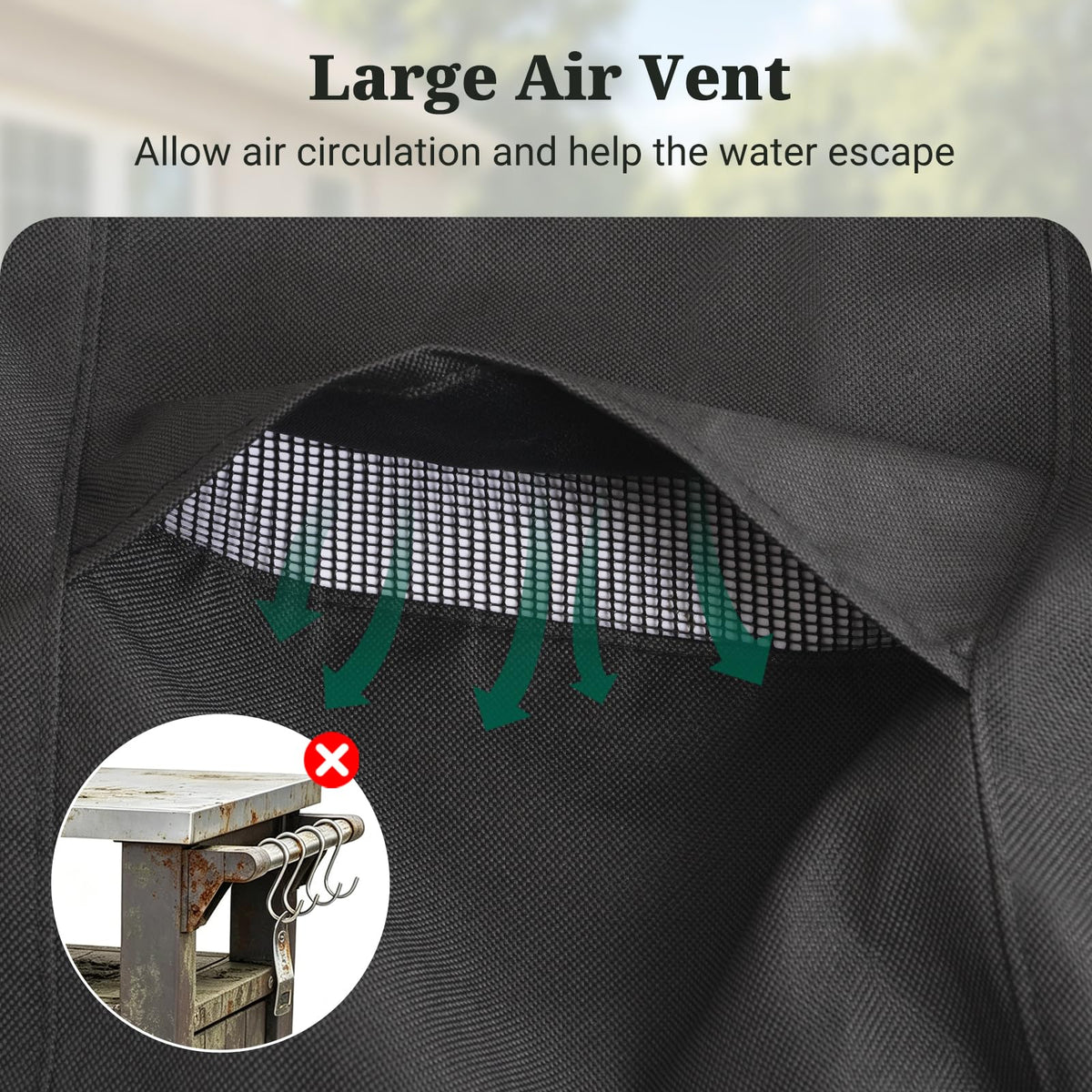 MR. COVER mesh vents reduce condensation for a drier setup.