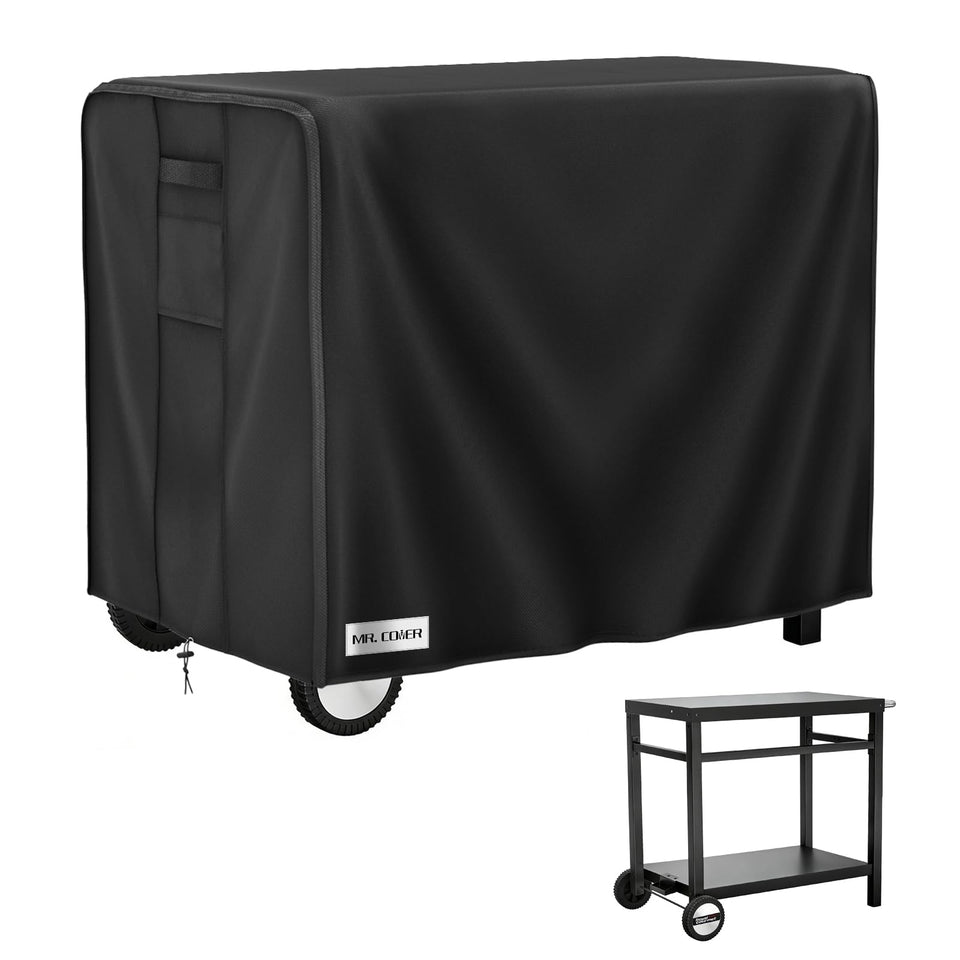 MR. COVER outdoor prep table cover, 40-inch front view, guards against rain and sun.