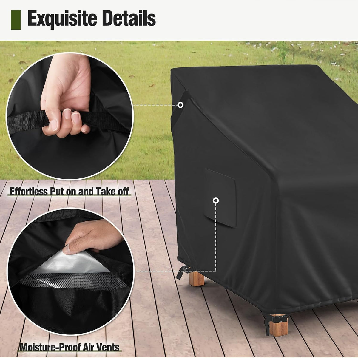 MR. COVER patio chair cover quick-clean surface dries fast.