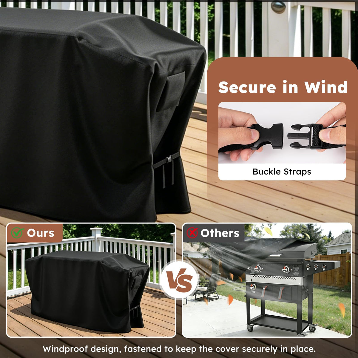 MR. COVER UV-resistant fabric maintains color outdoors.