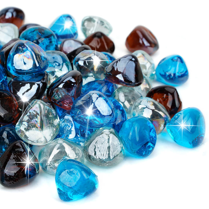 Mr. Fireglass Caribbean blue diamonds glow vividly in fire pits for dramatic ambiance.