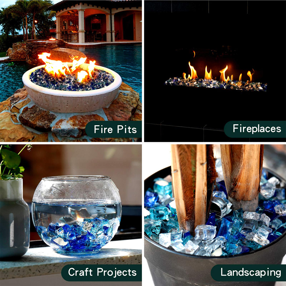 Mr. Fireglass fire pit glass decor for garden landscapes and pots
