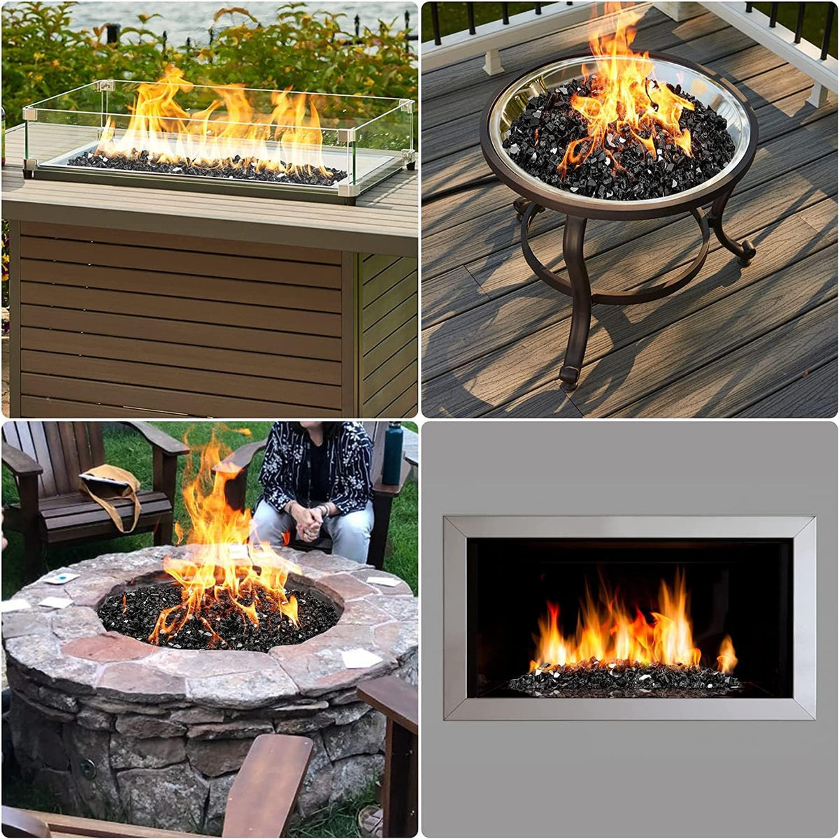Mr. Fireglass 10 lbs Onyx Black covers ground to hide pipes or unsightly areas.