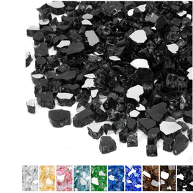 Mr. Fireglass 10 lbs Onyx Black fire pit glass with reflective backing for dramatic ambiance.