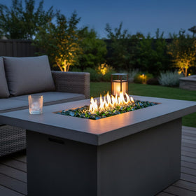 Mr. Fireglass beyond the fire pit for water features