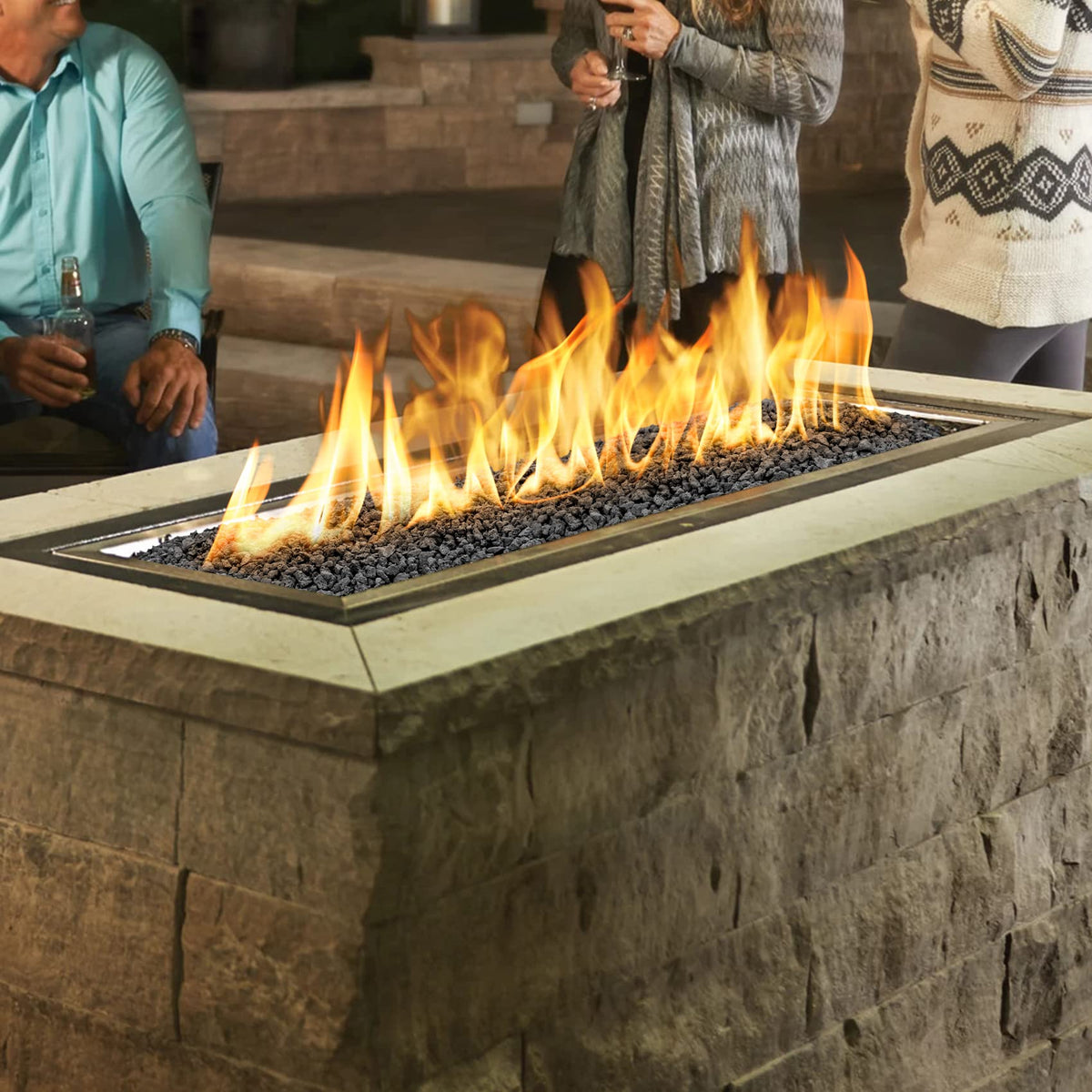 Mr. Fireglass lava rocks mixed with glass for layered flame effects
