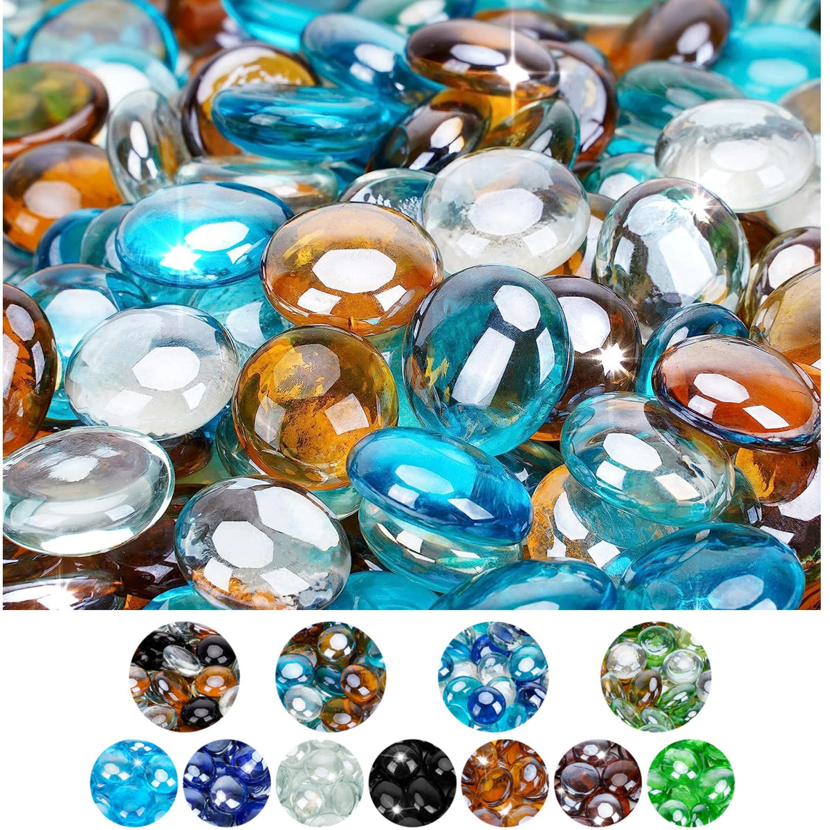 Mr. Fireglass Caribbean Blue beads in a fire pit enhance ambient color