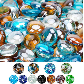 Mr. Fireglass Caribbean Blue beads in a fire pit enhance ambient color