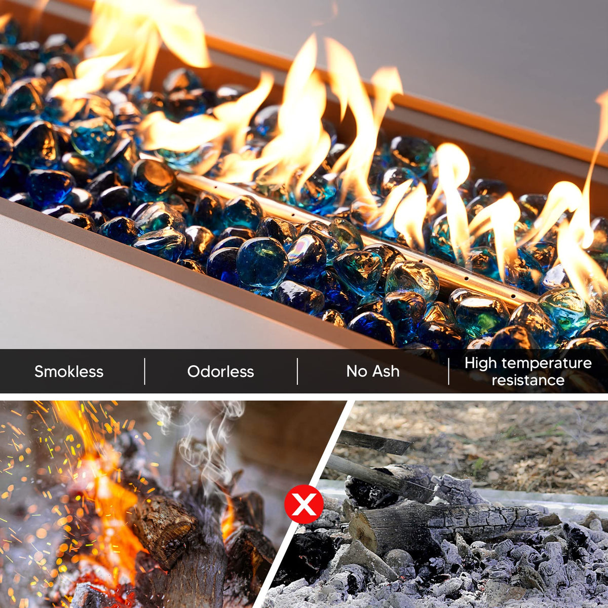 Mr. Fireglass clean safe no smoke for a tidy outdoor fire experience