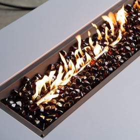 Mr. Fireglass diamond amber glass in fire pit creates clean ambiance