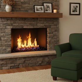 Mr. Fireglass enhances fire pit tables and outdoor fireplaces with reflective glow.