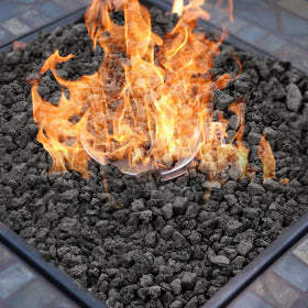 Mr. Fireglass lava rock complements fireplaces with a dark, natural look.