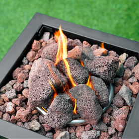Mr. Fireglass lava rock granules on a fire table boost glow and focal interest