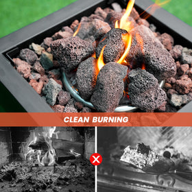 Mr. Fireglass lava rock granules with gas logs deliver clean burning aesthetics