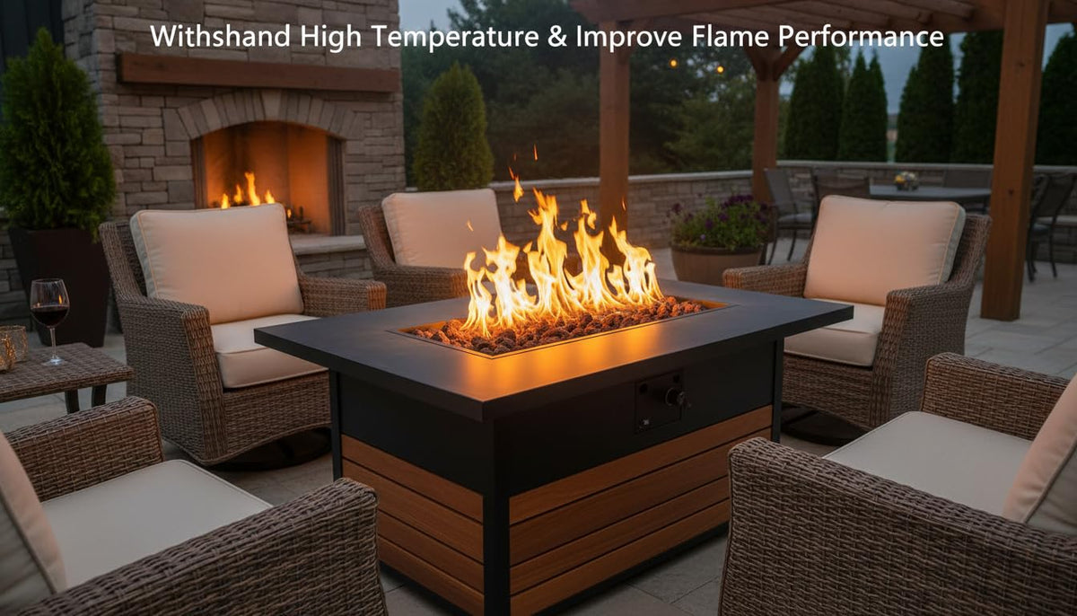 Mr. Fireglass lava rock outdoors decor enhances fireplace ambiance and natural look