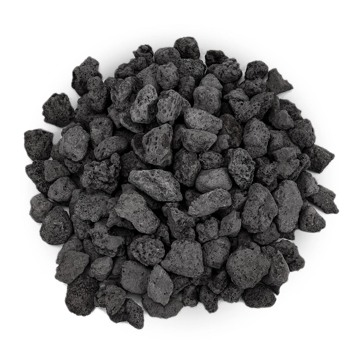 Mr. Fireglass lava rock with porous surface enhances flame spread around a fire pit.