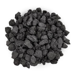 Mr. Fireglass lava rock with porous surface enhances flame spread around a fire pit.
