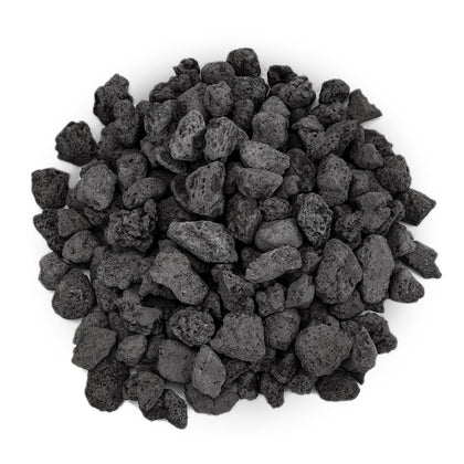 Mr. Fireglass lava rock with porous surface enhances flame spread around a fire pit.