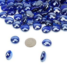 Mr. Fireglass royal cobalt blue glass drops glow when heated, enhancing outdoor fire pits.