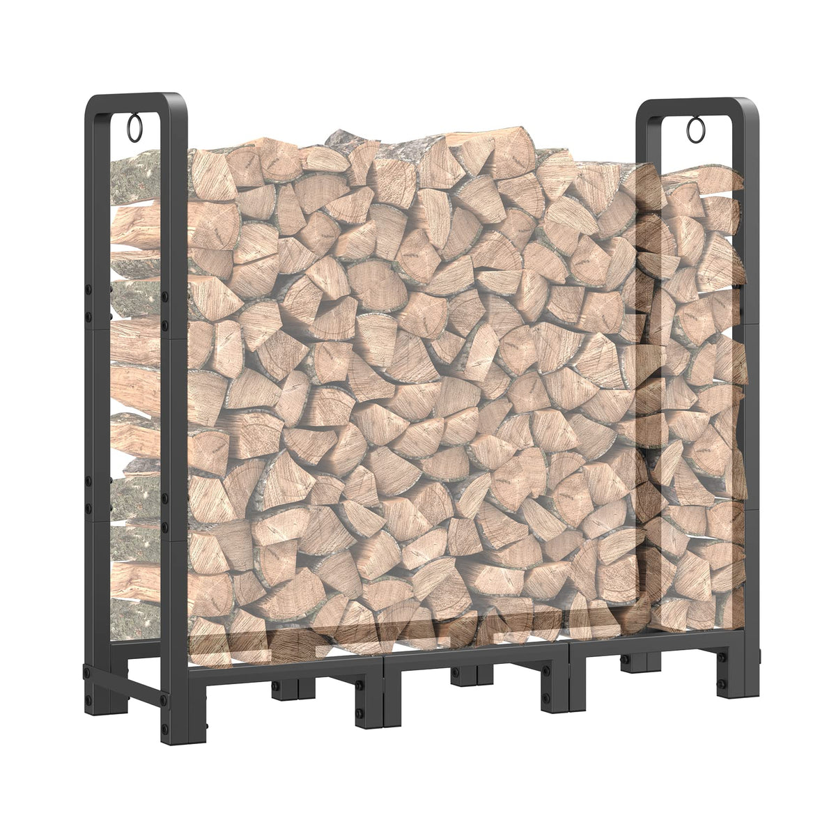 Mr IRONSTONE 4ft firewood rack assembly shows sturdy framework for easy log organization